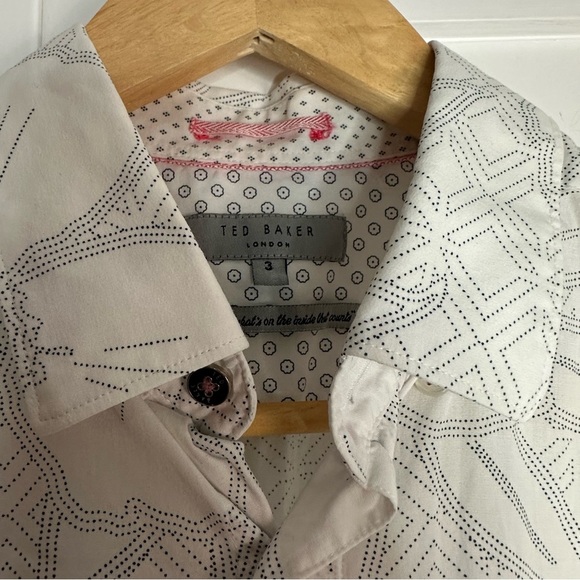 🎆 Ted Baker London GoGirl Floral Print Button down dress Shirt SZ 3 Medium White - Picture 6 of 11